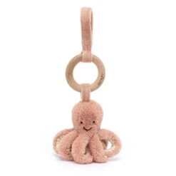 Jellycat Knuffel Rammelaar Inktvis Odell Octopus Wooden Ring Toy